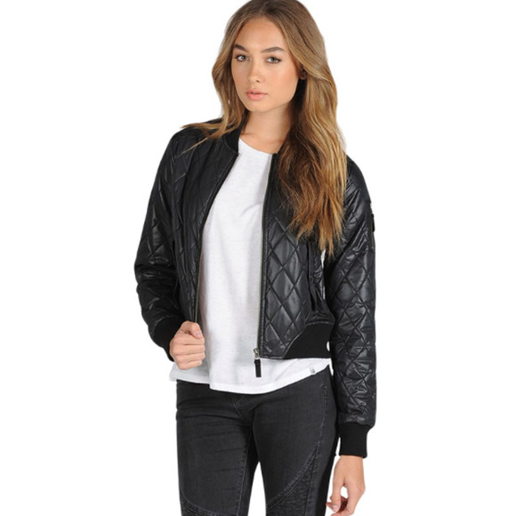 Volcom Flight Jacket Womens S Small Black Full Zip Insulated Quilted Bomber - Picture 14 of 16